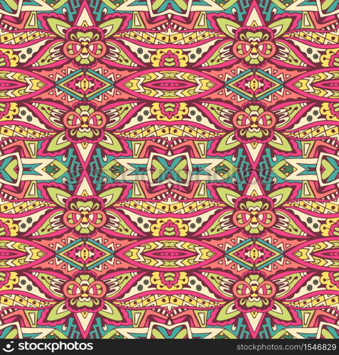 Ethnic festive seamless indian art pattern. Abstract geometric colorful intricate medallion mexican ornamental background. Abstract Tribal vintage ethnic seamless pattern ornamental. Vector colorful geomertric art background
