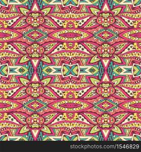 Ethnic festive seamless indian art pattern. Abstract geometric colorful intricate medallion mexican ornamental background. Abstract Tribal vintage ethnic seamless pattern ornamental. Vector colorful geomertric art background