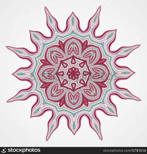 Ethnic Fractal Mandala. . Ethnic Fractal Mandala. Vector Circle Meditation Tattoo
