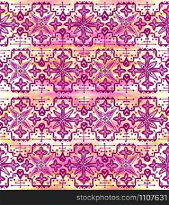 Ethnic seamless pattern. Boho pink ornament. Repeating background. Tribal, aboriginal art print. Fabric, cloth design, wallpaper, wrapping Watercolor and Hand painted. Ethnic seamless pattern. Boho pink ornament. Repeating background.