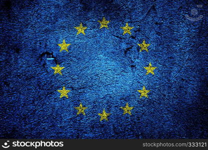 eu flag on grunged and cracked background