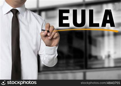 Eula is written by businessman background concept. Eula is written by businessman background concept.