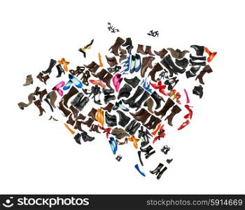 Eurasia continent made of woman shoes
