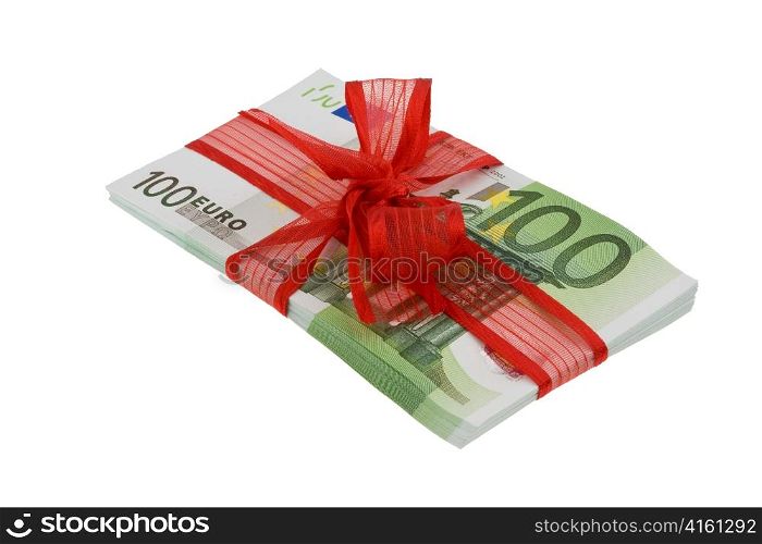 euro banknotes with mesh. image for monetary gifts
