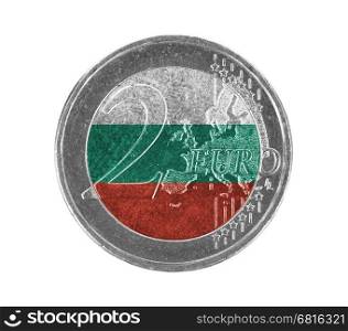 Euro coin, 2 euro, isolated on white, flag of Bulgaria