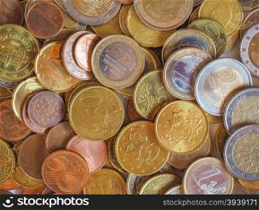 Euro coins background. Euro coins currency of the European Union