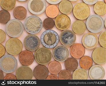 Euro coins, European Union background. Euro coins money (EUR), currency of European Union useful as a background