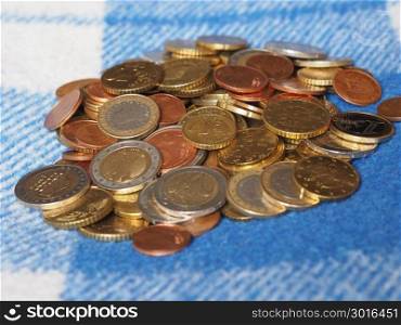 Euro coins, European Union selective focus. Euro coins money (EUR), currency of European Union selective focus