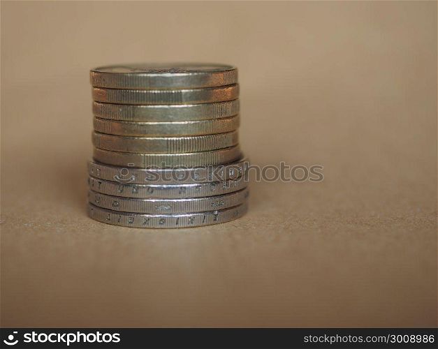 Euro coins, European Union with copy space. Euro coins money (EUR), currency of European Union with copy space