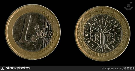 euro coins isolated on black background - currency texture