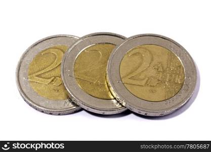 Euro coins isolated on white