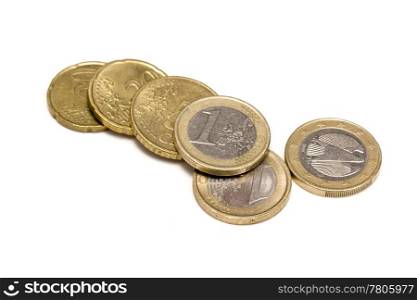 Euro coins isolated on white