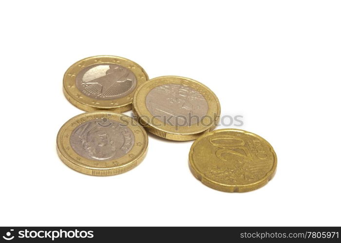 Euro coins isolated on white background