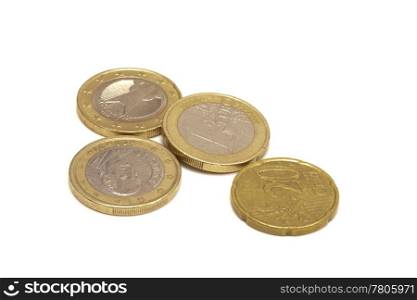 Euro coins isolated on white background