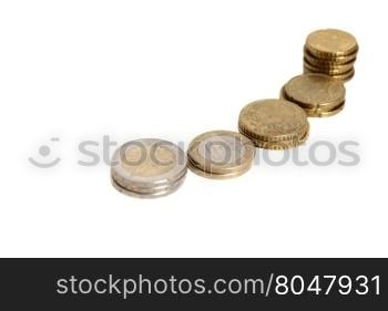 euro coins isolated on white background