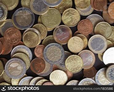 Euro coins money (EUR), currency of European Union useful as a background. Euro coins, European Union background