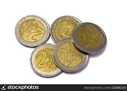 euro coins - on white background
