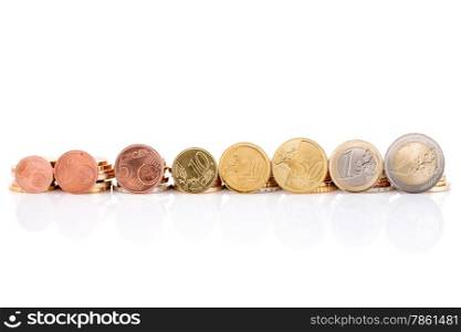 Euro coins set isolated on a white background