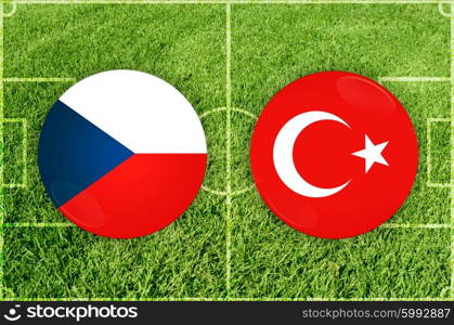 Euro cup match Czech against Turkey. Football match symbols