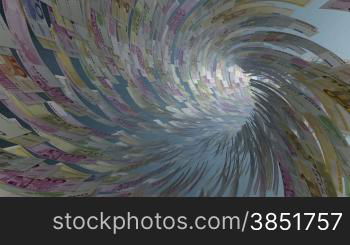 Euro currency tunnel fly through, light bloom, Alpha