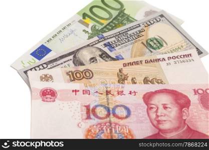 Euro,Dollars,Chinese yuan and the Russian rubles
