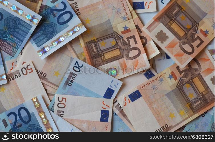 Euro (EUR) banknotes, currency of European Union (EU)