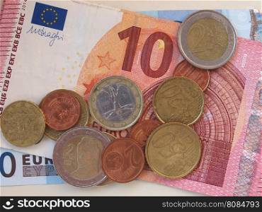 Euro (EUR) notes and coins, European Union (EU). Euro (EUR) banknotes and coins, currency of European Union (EU)