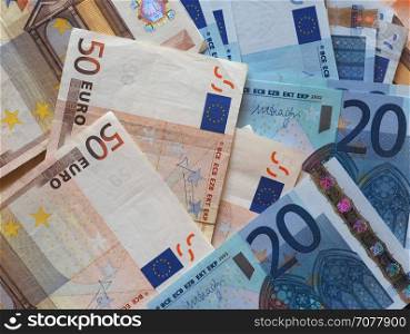Euro (EUR) notes, European Union (EU). Euro (EUR) banknotes, currency of European Union (EU)