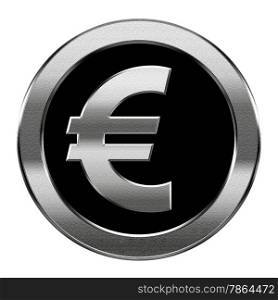 Euro icon silver, isolated on white background