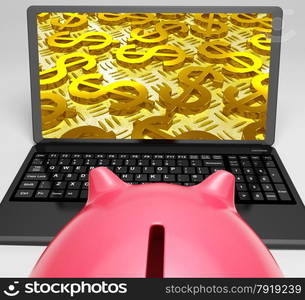 Euro Laptop Screen Showing Wealth And Prosperity In Europe