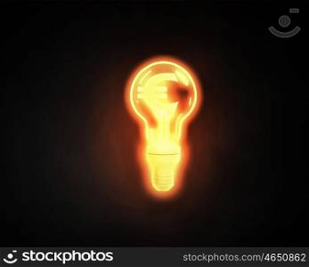 Euro making idea. Glowing light bulb with euro symbol inside