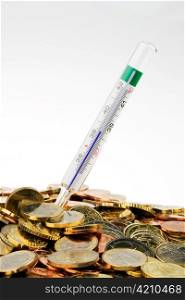 euro money and fever thermometers. boom and bust in europe.