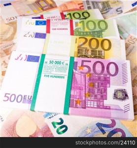 Euro Money Banknotes. Euros money stack. Background with euro money. Cash euro