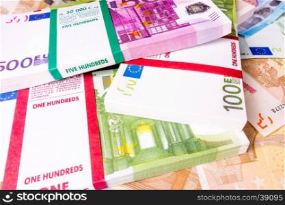 Euro Money Banknotes. Euros money stack. Background with euro money. Cash euro