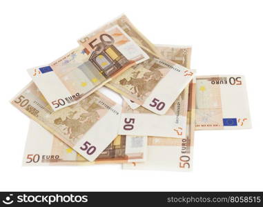 Euro money banknotes isolated on white background. Blurred concept