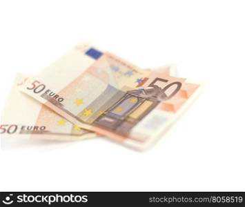 Euro money banknotes isolated on white background. Blurred concept