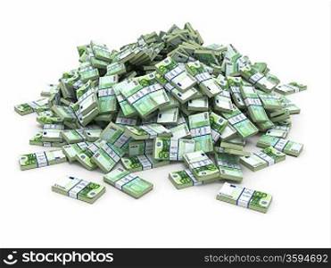 Euro. Pile from packs of money. 3d