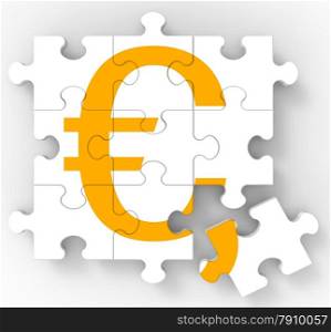 . Euro Puzzle Shows European Currency And Wealth