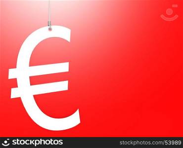 Euro sign hang with red background, 3D rendering