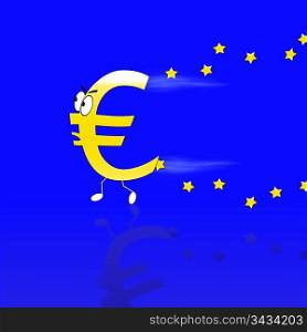Euro sign running.