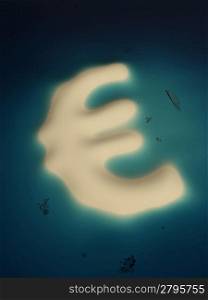 euro sign shaped tropical island