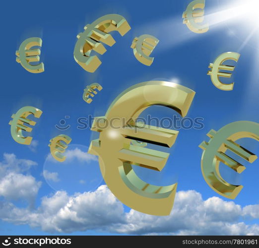 Euro Signs Falling From The Sky As A Sign Of Wealth. Euro Signs Falling From The Sky As A Sign Of Windfall