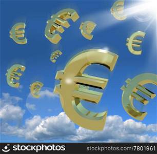 Euro Signs Falling From The Sky As A Sign Of Wealth. Euro Signs Falling From The Sky As A Sign Of Windfall