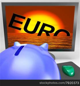 Euro Sinking On Monitor Shows Financial Risk Or Decrease