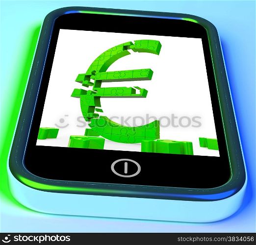 . Euro Symbol On Smartphone Showing European Financial Investment And Currency