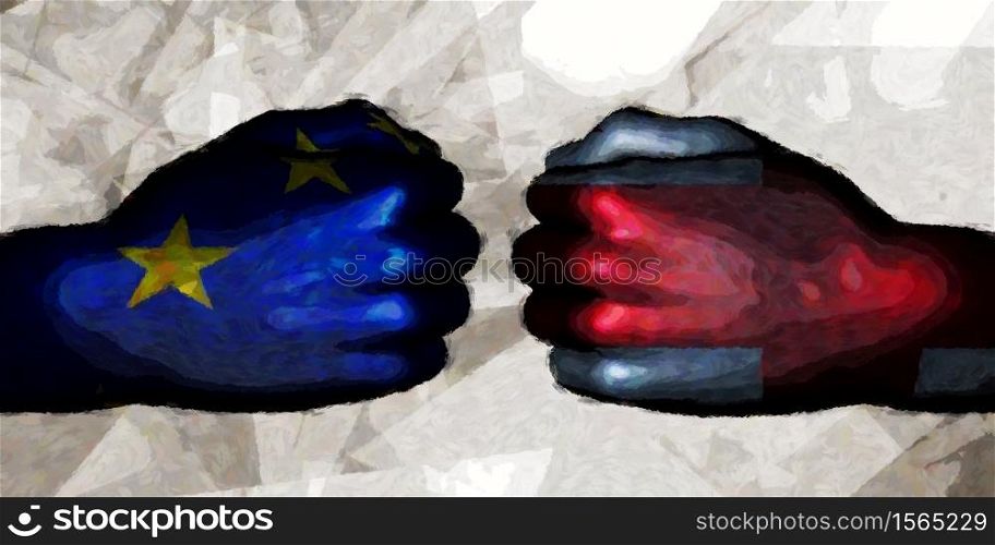 Euro vs UK Political Conflict and Disputes Concept. Euro vs UK