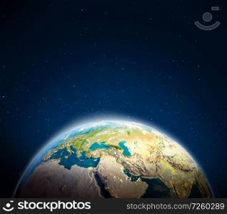 Europe and Middle East. Elements of this image furnished by NASA. 3d rendering. Europe and Middle East