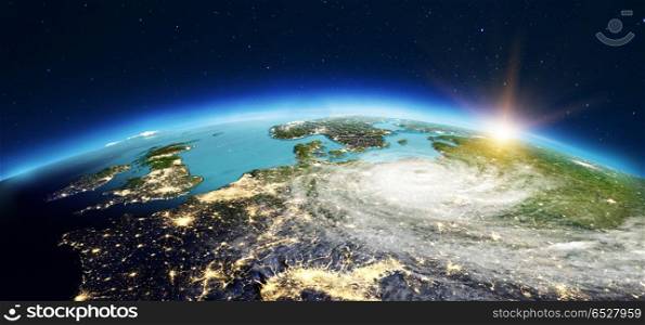 Europe from space. 3d rendering. Europe from space. Elements of this image furnished by NASA. 3d rendering. Europe from space. 3d rendering