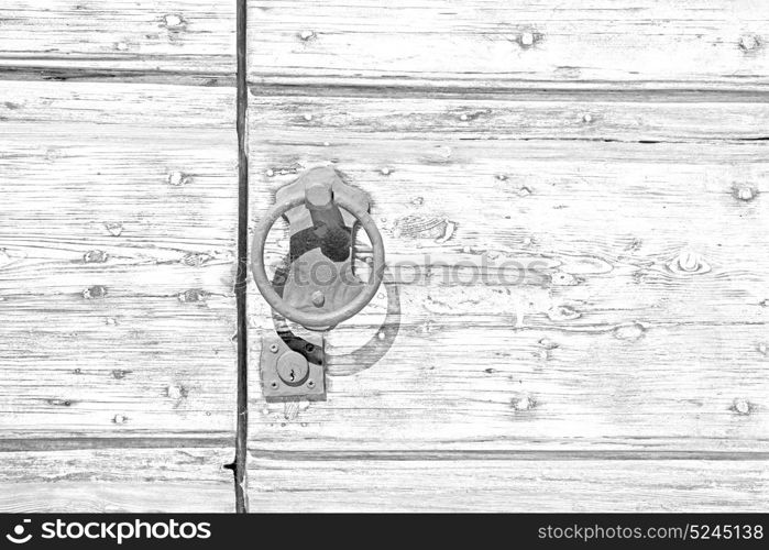 europe old in italy antique close brown door and rusty lock closeup