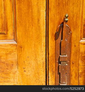 europe old in italy antique close brown door and rusty lock closeup